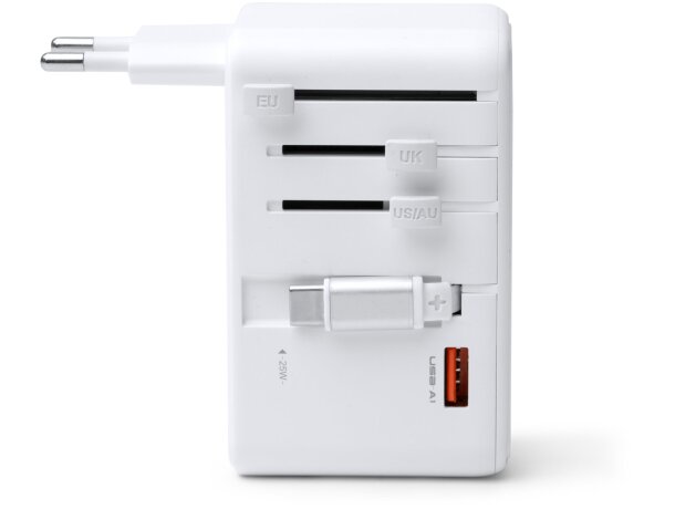Adaptador de viaje Nexar universal con USB-C y cable retráctil Blanco detalle 8