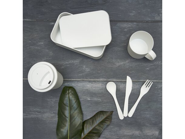 Fiambrera con cinta de silicona plástico Yobo Blanco detalle 2
