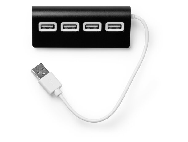 Hub USB Plerion de aluminio bicolor con 4 puertos y cable blanco Rojo detalle 7