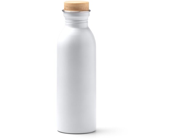 Bidón promocional LEVU 650ml acero reciclado tapón bambú Blanco detalle 4