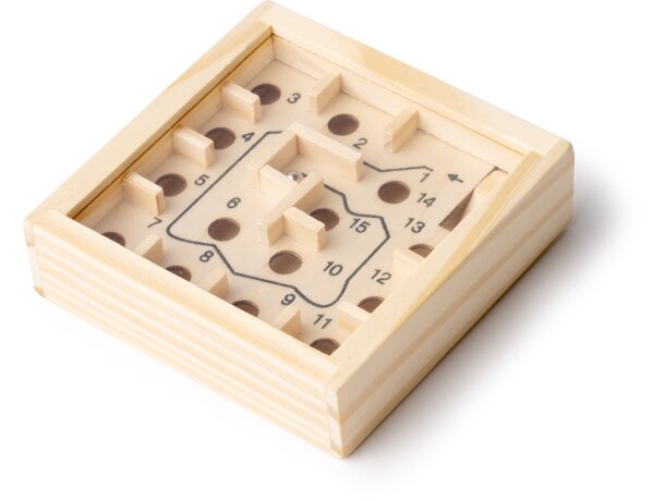 Juego de habilidad Minos en madera natural con laberinto Crudo detalle 1