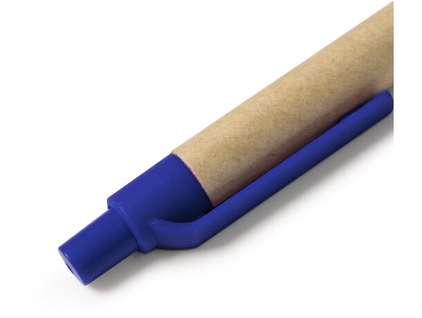 Bolígrafo Alder de cartón reciclado con PLA biodegradable azul Blanco detalle 2