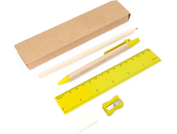 Set escritura Lizana lápices publicitarios kraft 5 piezas niños Amarillo detalle 5