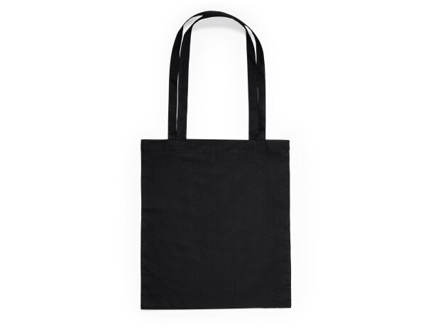 Bolsas de algodón personalizadas de asas largas reforzadas a color 105 g/m2 Negro detalle 6