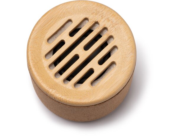 Mini altavoz bluetooth para publicidad de bambú Yamo Crudo detalle 3