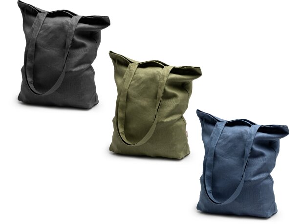 Bolsa ecológica asas largas de tela de cañamo 200 g/m2 Mafil Negro detalle 1