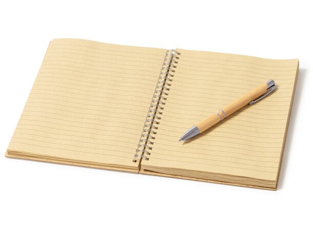 Set libreta y bolígrafo A5 bambú Gala Crudo detalle 3