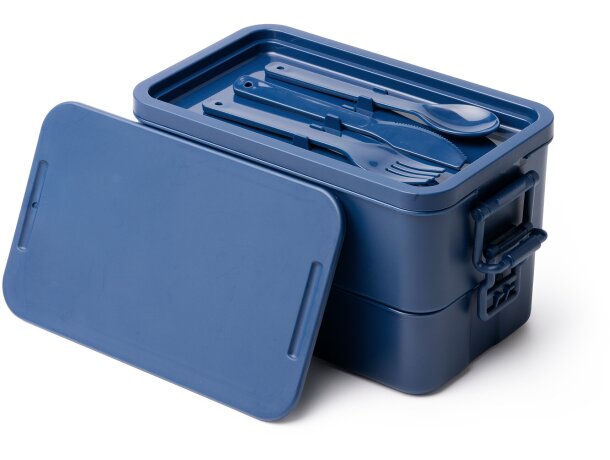 Fiambrera Kady con compartimentos encajables y cubiertos Negro detalle 3