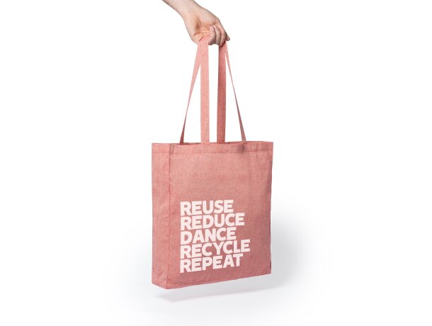 Bolsa ecológica algodón reciclado asas largas 140 g/m2 Negro detalle 3