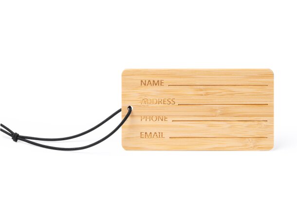 Etiqueta para maletas con banda elástica bambú Kabore Crudo detalle 3