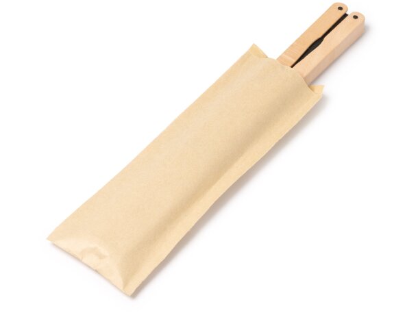Abanico plegable Tao de madera natural personalizable Blanco detalle 1