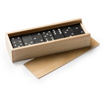 Dominó madera natural 28 fichas caja tapa Domis