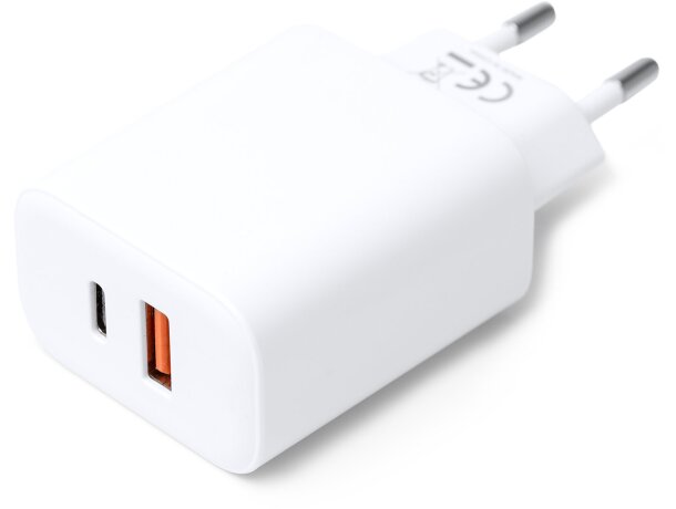 Adaptador viaje Tanky con carga rápida USB-C y USB-A 25W Blanco detalle 4