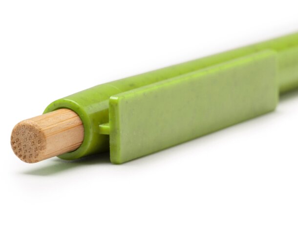 Bolígrafo Carini con fibra de trigo y pulsador de bambú Amarillo detalle 2