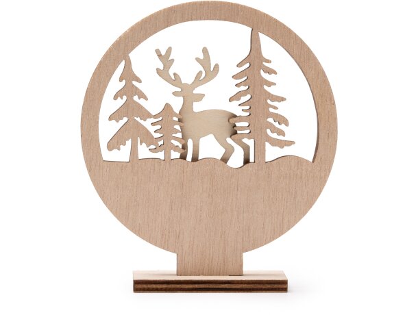 Adorno navideño Zikos de madera natural con base desmontable Crudo detalle 3