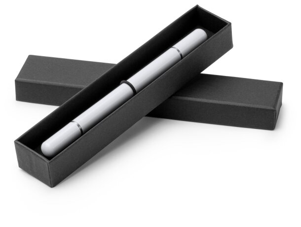 Bolígrafo metálico Talbot con tinta azul y mina infinita Blanco detalle 5