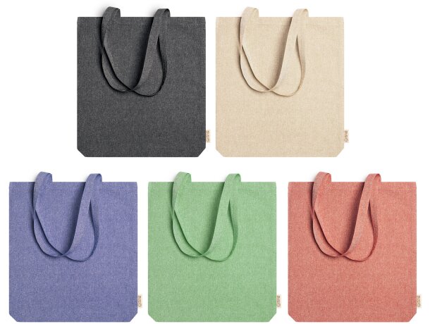 Bolsa ecológica algodón reciclado asas largas 140 g/m2 Negro detalle 4