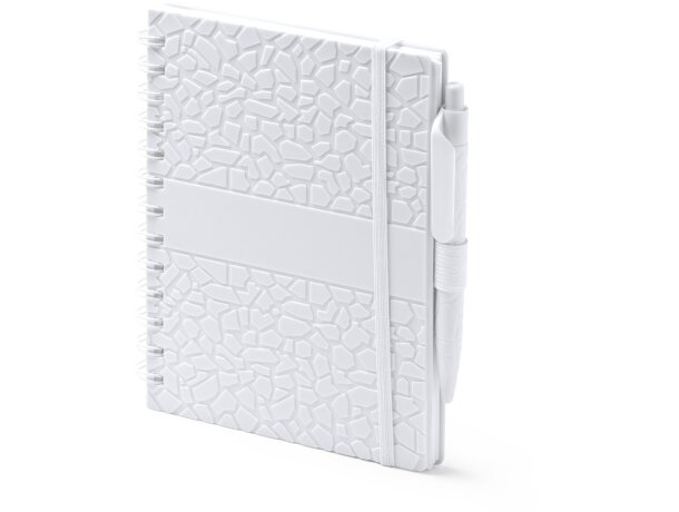 Libretas de anillas extracto de piedra con tapa rígida y boligrafo a juego Blanco detalle 4
