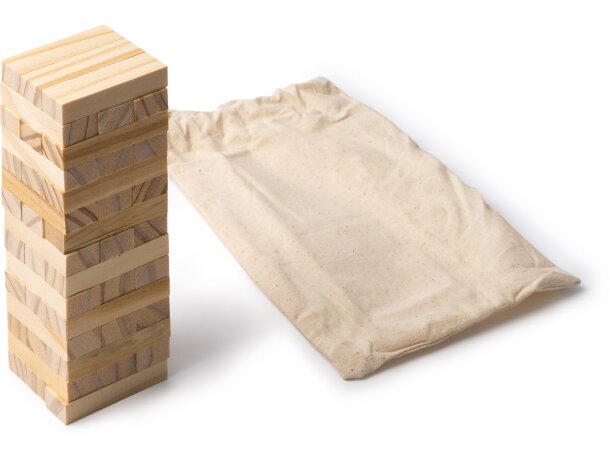Juego torre Ryman 45 bloques madera natural bolsa algodón Crudo detalle 4