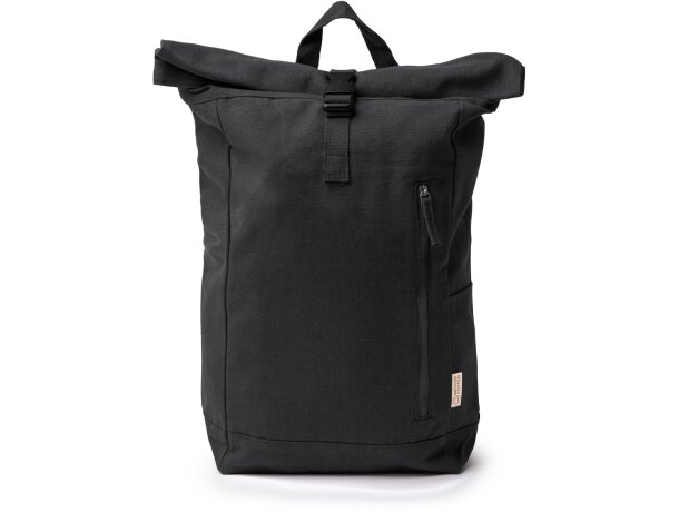 Mochila Teko de algodón reciclado con compartimento extensible Negro detalle 4