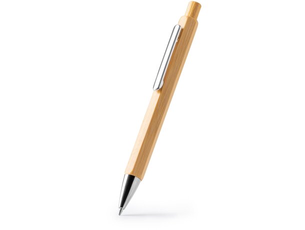 Bolígrafo Alister Natural de bambú con pulsador y tinta azul Crudo detalle 4