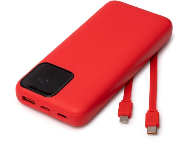 Batería externa Conway 10000 mah con cables tipo c y lightning Blanco detalle 5