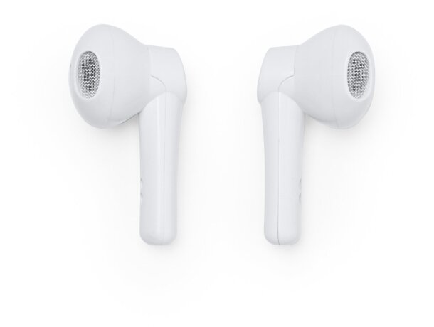 Auriculares de plástico con detalles en bambú VALDI Blanco detalle 1