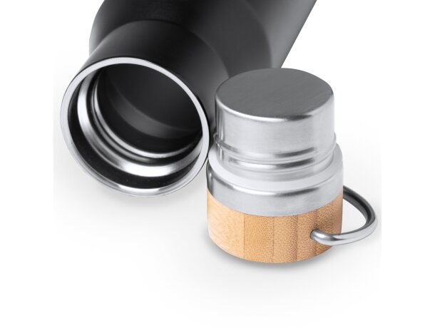 Botellas de acero inoxidable con tapa de bambú Meyer 550ml Negro detalle 1