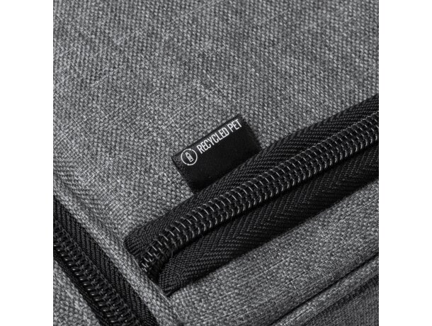 Bolsa térmica personalizada con cremallera y base en pu de rPET Kulga Gris vigore detalle 4