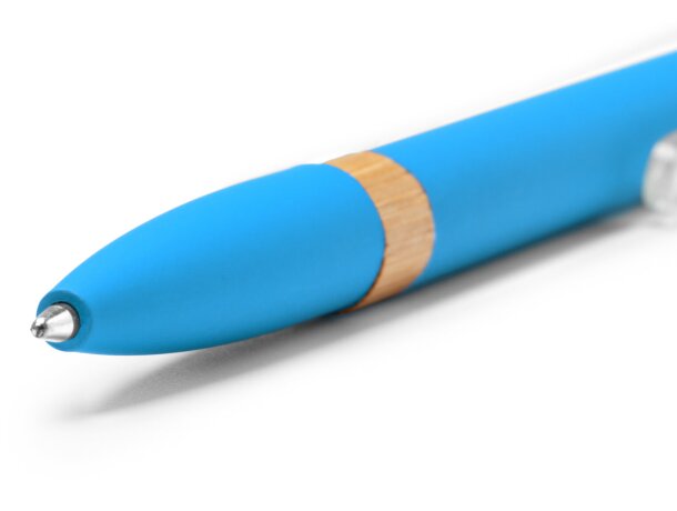 Bolígrafo Ascari aluminio reciclado y bambú con pulsador Blanco detalle 1