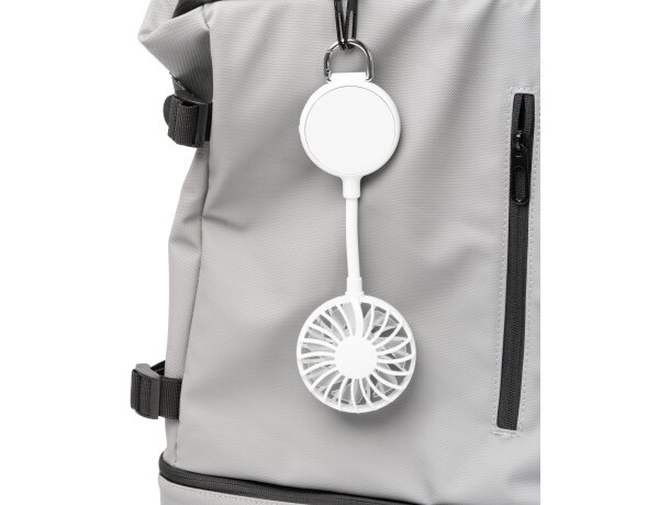 Ventilador de mano Denison recargable con mosquetón Blanco detalle 4