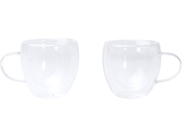 Set tazas Robus cristal borosilicato doble pared con bambú Transparente detalle 2