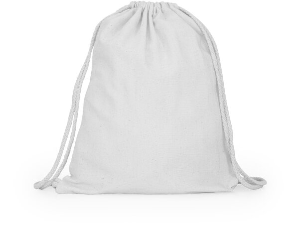 Mochila de cuerdas para publicidad algodón Adare Blanco detalle 4