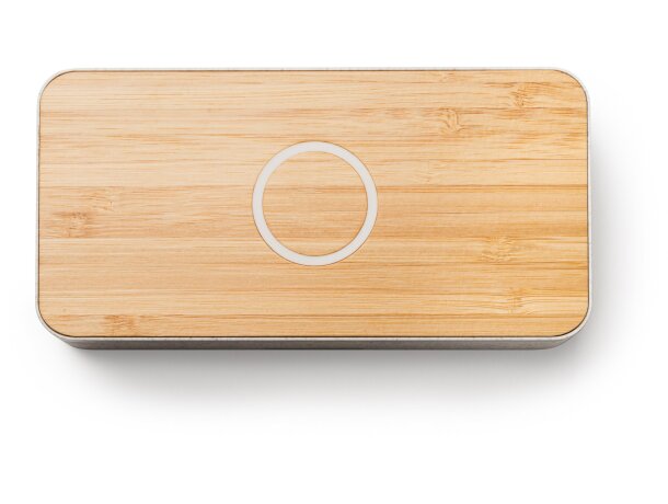 Zatox altavoz bluetooth bambú con cargador inalámbrico 10W Crudo detalle 5