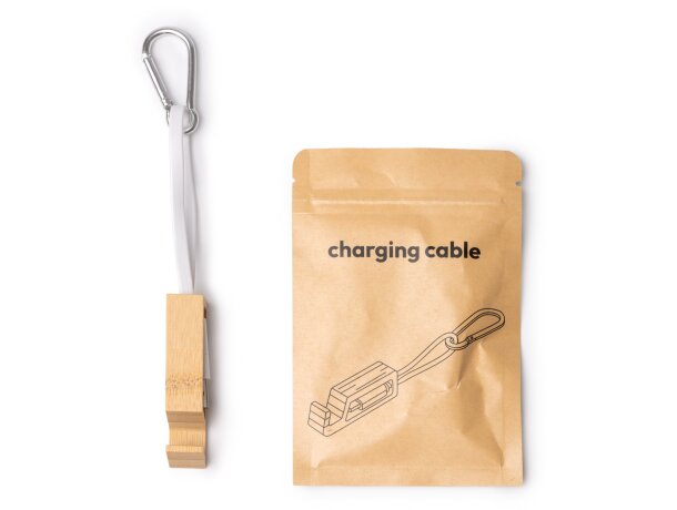 Cable Boeme crudo bambú 4 en 1 con soporte smartphone Crudo detalle 3