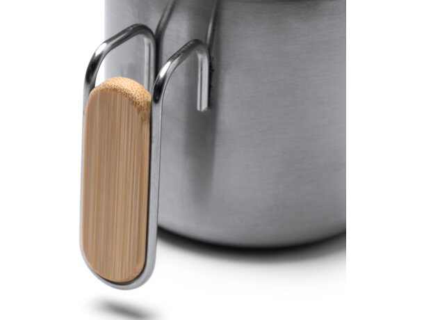 Tazas metálicas con tapa de bambú en acero inoxidable 350ml Rimor Negro detalle 2
