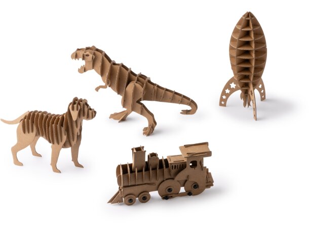 Puzzle 3D cartón kraft FISAC con diseño de perro educativo Perro detalle 2