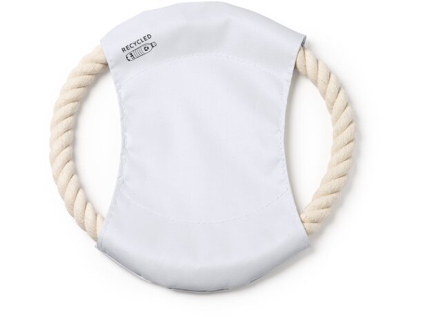 Frisbee para regalo de mascotas tejido de poliéster reciclado algodón Demak Blanco detalle 4