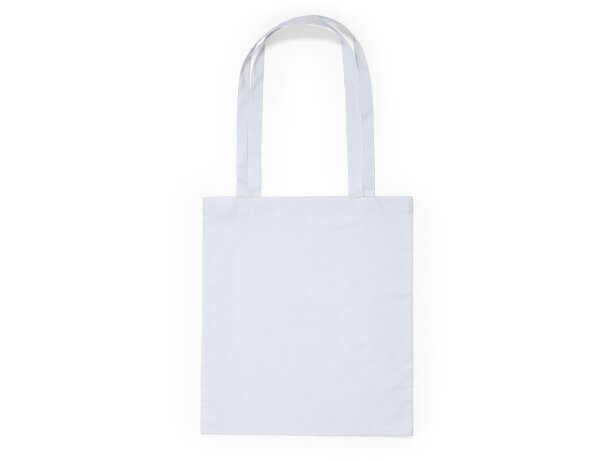 Bolsas de algodón personalizadas de asas largas reforzadas a color 105 g/m2 Blanco detalle 5