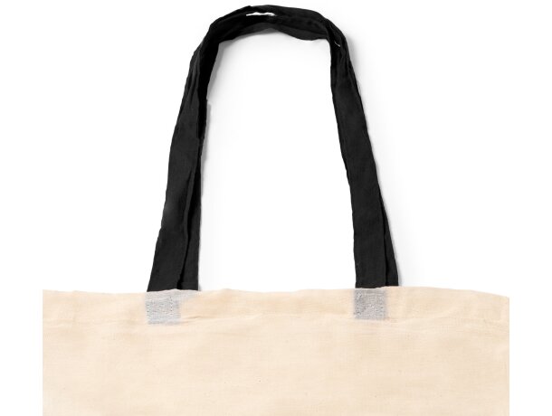 Bolsa de algodón Veneto con asas largas de 70 cm Negro detalle 2