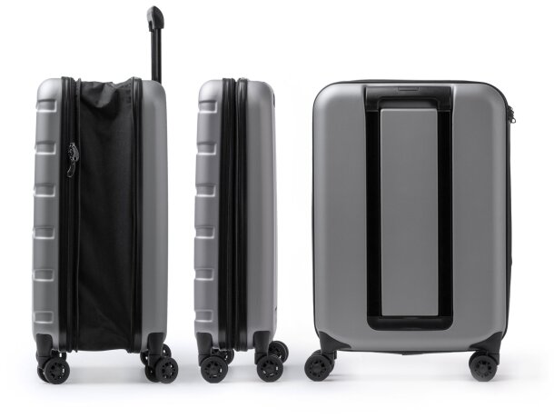 Maleta trolley Foldy de poliéster reciclado con ruedas 360° Negro detalle 5