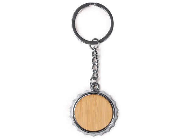 Llavero abridor Dupont con bambú y acabado cromado Plata detalle 3