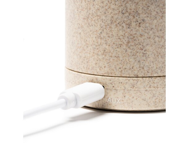 Altavoz Bluetooth Kumber fibra trigo natural radio FM manos libres Crudo detalle 2