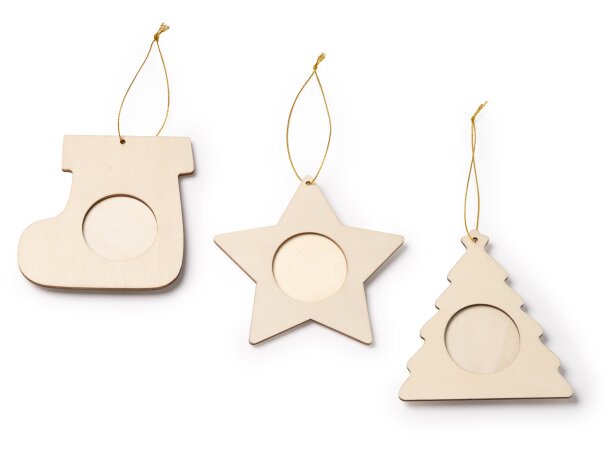Adorno portafotos Filey estrella madera natural navideño Estrella detalle 3