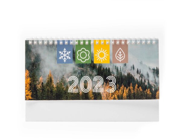 Calendario sobremesa Flint blanco con santoral y anillas Blanco detalle 5