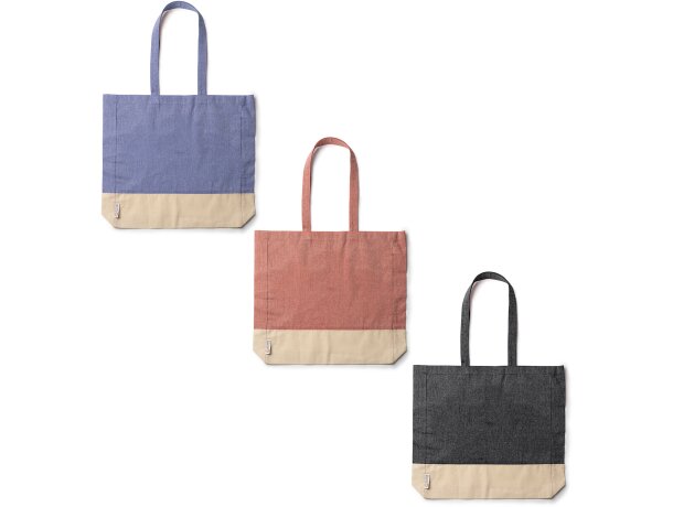 Bolsa algodón asas largas reforzadas reciclado 120 g/m2 Inca Negro detalle 3