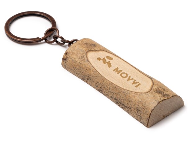 Llavero Telmon de madera natural con anilla metálica Crudo detalle 2