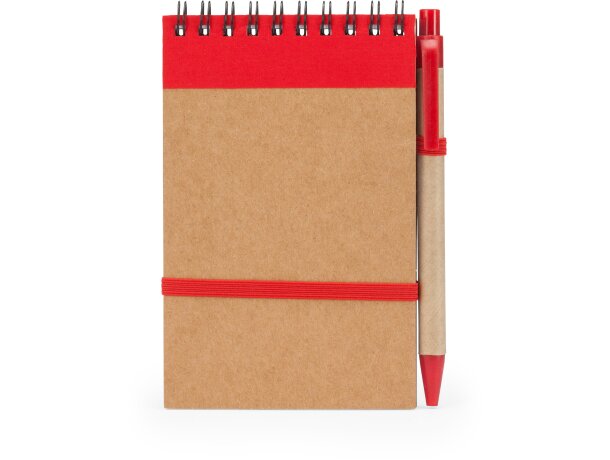 Mini libreta con espiral y tapa rígida cartón reciclado Rojo detalle 17