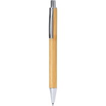 Bolígrafo Tucuma bambú natural con pulsador y clip plateado