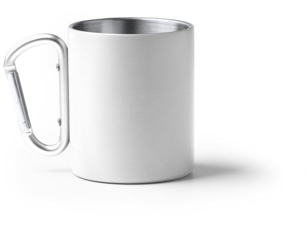 Taza Nasik acero inoxidable reciclado 300 ml asa mosquetón Blanco detalle 4